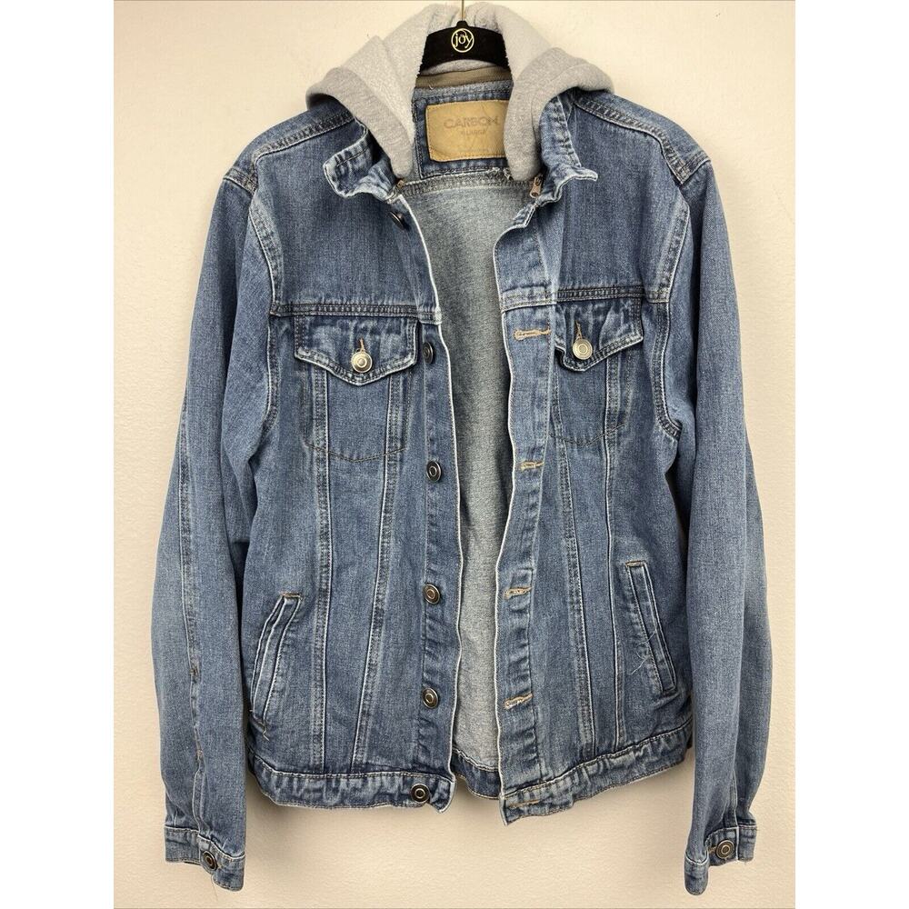 Carbon Long Sleeve Denim Hooded Blue Jean Jacket Women's